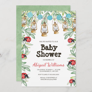 Invitation Lady Bug dans le Baby shower de jardin verdoyant