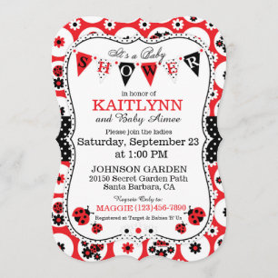 Invitation Lady Bug et Polka Dot Imprimer Baby shower Invitat
