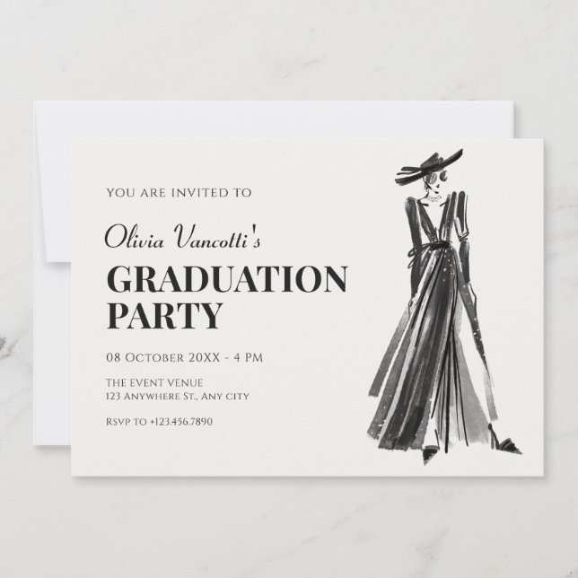 Invitation Lady in Elegant Gown diplôme de mode (Devant)