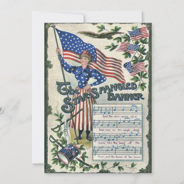 Invitation Lady Liberty Drapeau Américain Bannière étoilée (Devant)