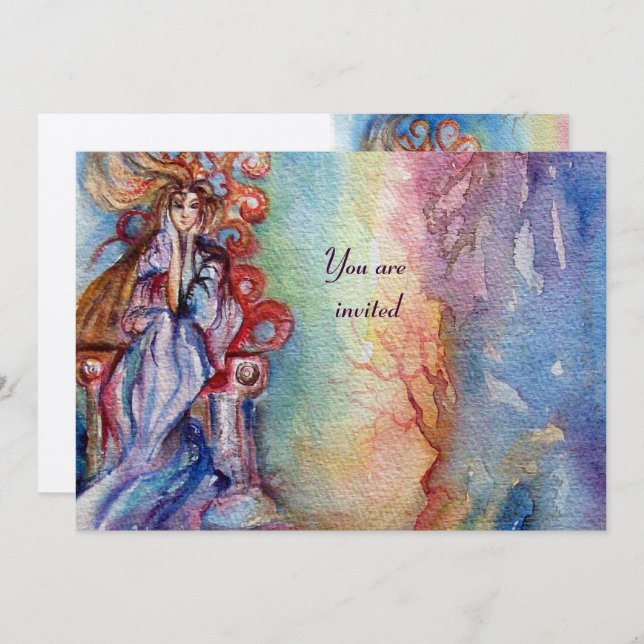 Invitation LADY OF LAKE rose violet blanc champagne (Devant / Derrière)