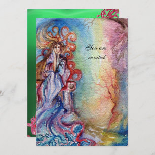 Invitation LADY OF LAKE, vert pâle rose bleu vif