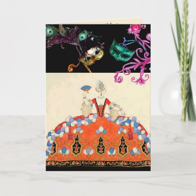 INVITATION LADY ORANGE BAL MASQUÉ DE MARDI GRAS MASQUES (Devant)