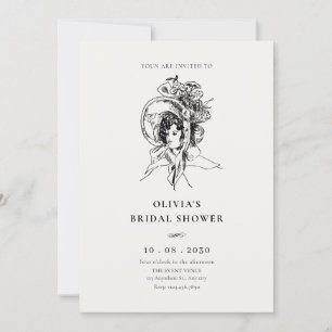 Invitation Lady Retro Vintage élégante douche nuptiale