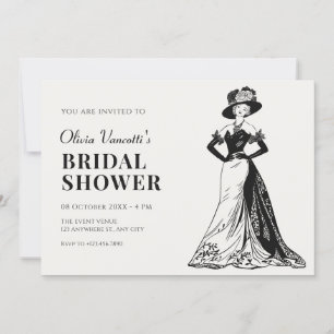 Invitation Lady Retro Vintage robe élégante douche nuptiale