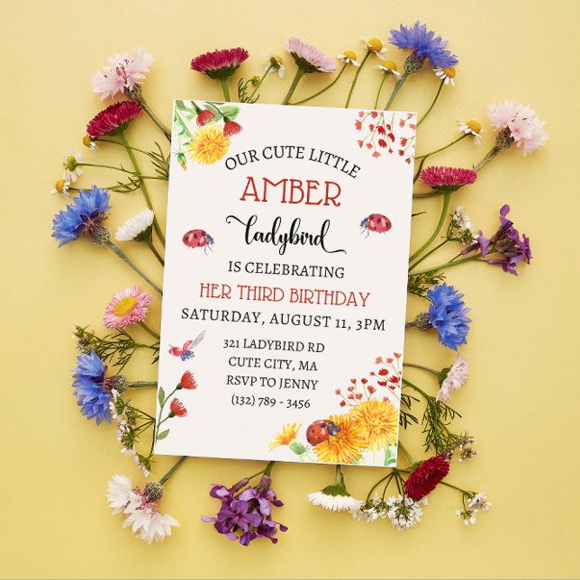Invitation Ladybird Baby Girl mignonne Printemps été Annivers (Créateur téléchargé)