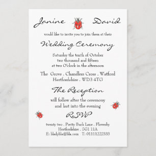 Invitation Ladybird minuscule/faire-part de mariage de