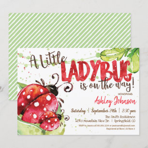 Invitation Ladybug Baby shower invitation, Fille