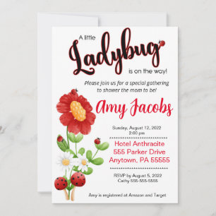 Invitation Ladybug Baby shower invitation, Fille douche