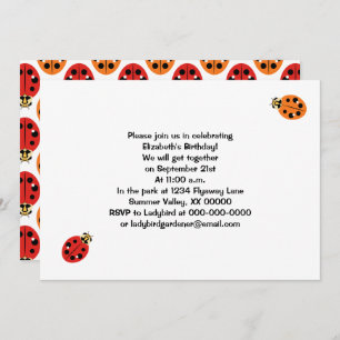 Invitation Ladybug Beetles en orange et rouge Personnalisé
