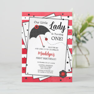 Invitation Ladybug Birthday Invitation, 1er anniversaire