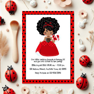 Invitation Ladybug Black Princess Fairy Tale Anniversaire