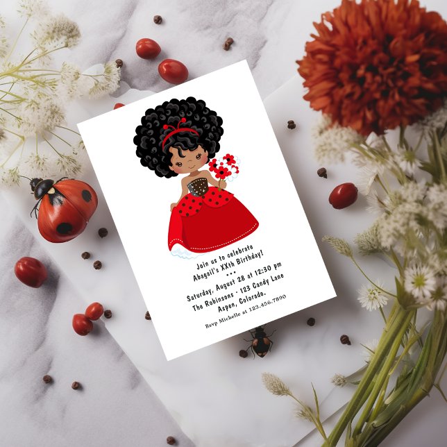 Invitation Ladybug Black Princess Fairy Tale Anniversaire (Créateur téléchargé)