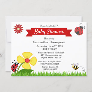 Invitation Ladybug et le Baby shower des abeilles