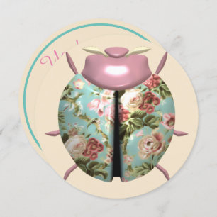 Invitation Ladybug rose floral victorien mignon