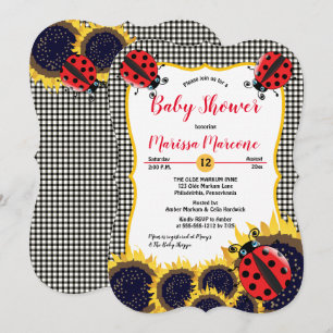 Invitation Ladybugs et Baby shower de filles de tournesols