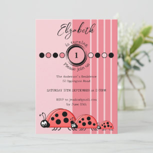 Invitation Ladybugs nom tournant 1 rose rouge 1er anniversair