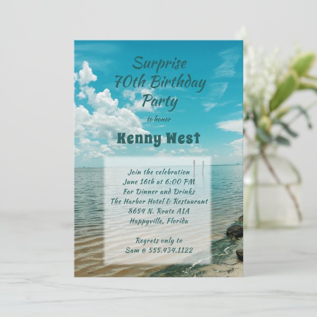 Invitation Lagoon Water n Sky Man’s Birthday Party Template (Debout devant)
