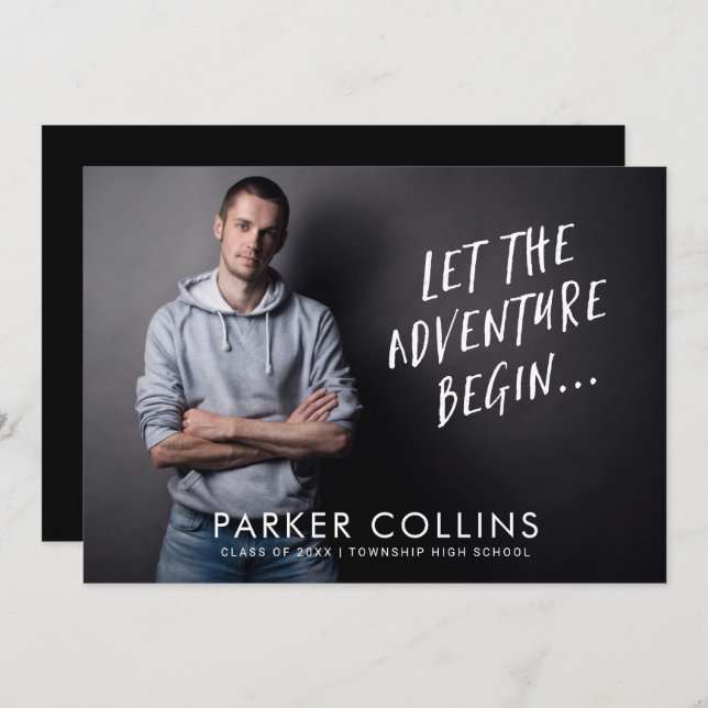 Invitation Laisser Aventure Commencer la fête de graduation p (Devant / Derrière)
