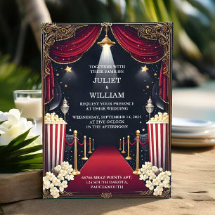 Invitation Laisser Cinema Retro Movie Ticket Mariage le plus
