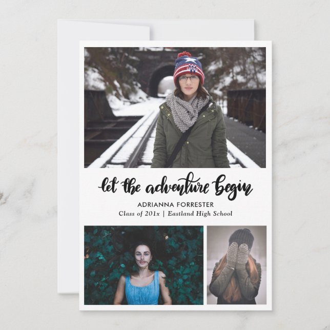 Invitation Laisser Commencer L'Aventure manuscrite | Diplômé (Devant)