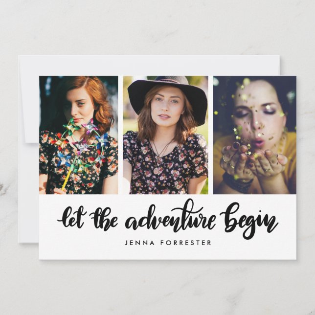 Invitation Laisser Commencer L'Aventure | Photo d'études supé (Devant)