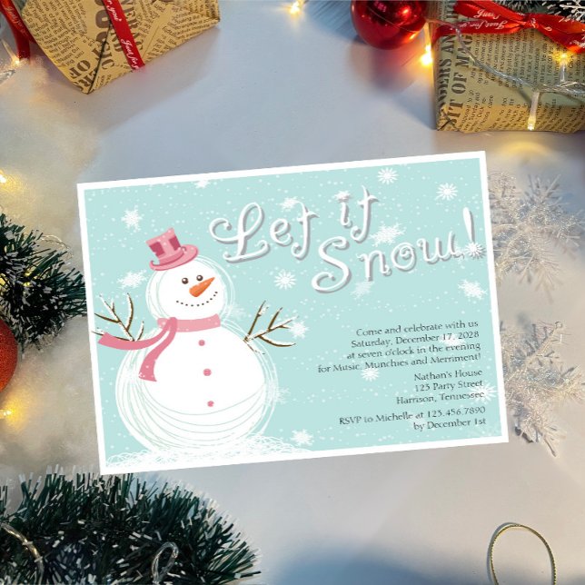 Invitation Laisser la neige mignonne Snowman fête de vacances (Créateur téléchargé)