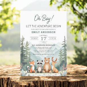 Invitation Laisser l'aventure commencer Baby shower forestier