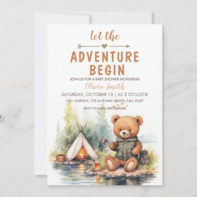 Invitation Laisser l'aventure commencer le Baby shower (Devant)