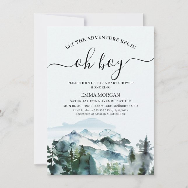 Invitation Laisser L'Aventure Commencer Le Baby shower Sauvag (Devant)