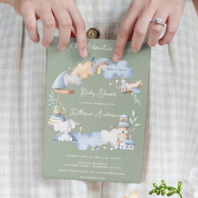 Invitation Laisser l'aventure commencer petit bébé Baby showe (Créateur téléchargé)