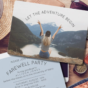 Invitation Laisser l'aventure commencer Photo Farewell Party