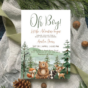 Invitation Laisser l'aventure commencer Woodland Boy Baby sho
