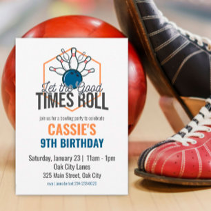 Invitation Laisser le Bon Times Roll Bowling Anniversaire