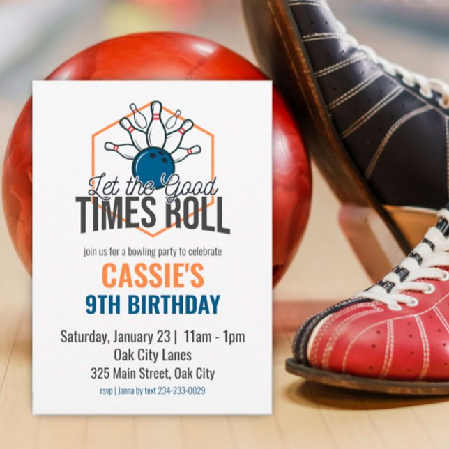 Invitation Laisser le Bon Times Roll Bowling Anniversaire (Créateur téléchargé)