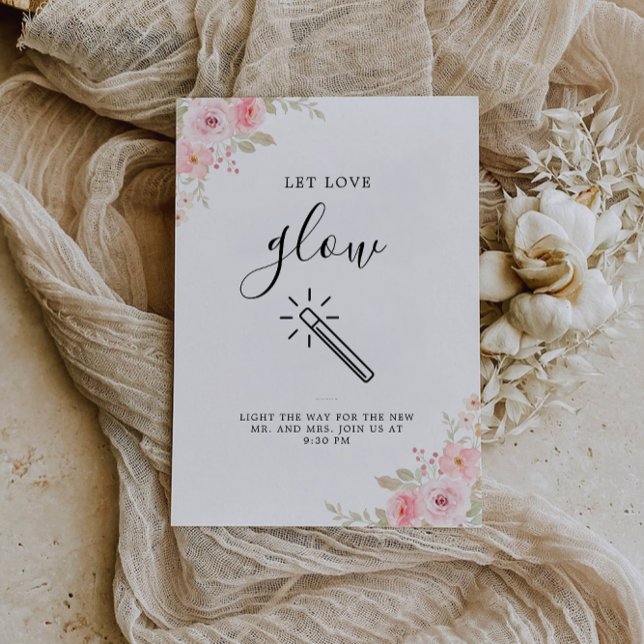 Invitation Laisser Love Glow Mariage Signer Rose Modèle (Let Love Glow Wedding Sign Template Rose)