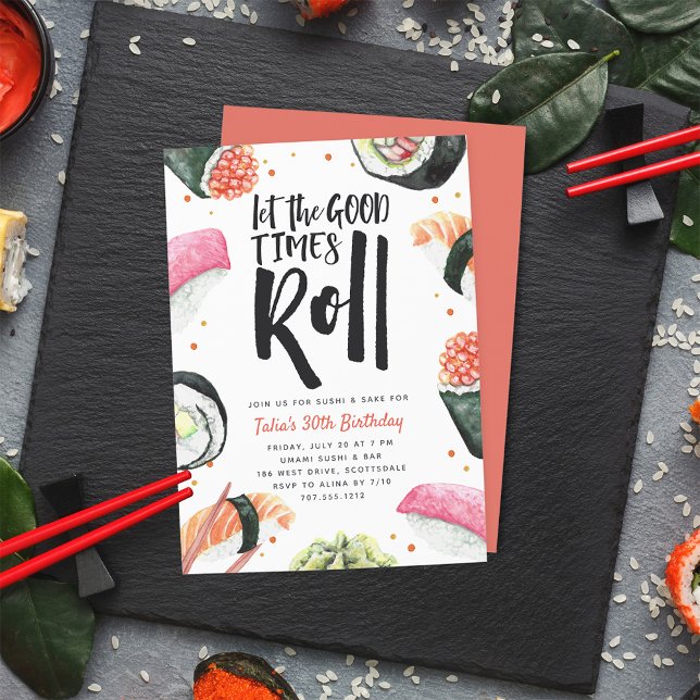 Invitation Laisser rouler les bons moments | Sushi Anniversai (Créateur téléchargé)