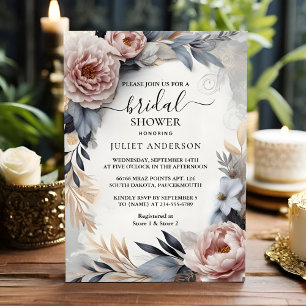 Invitation Laisser soie rose Boho Peony Dusty Fête des mariée