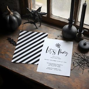 Invitation Laissez Hang Black Minimal Spider Web Halloween Pa