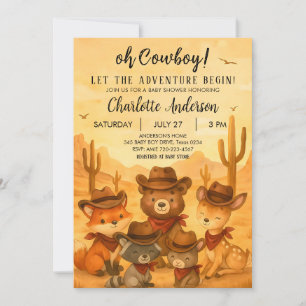 Invitation Laissez l'aventure commencer Cowboy Baby shower Bo