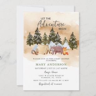Invitation Laissez Le Baby shower Adventure Woodland