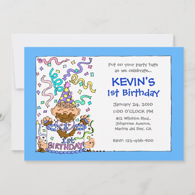 Invitation Laissez-les manger le gâteau - le ęr anniversaire (Devant)