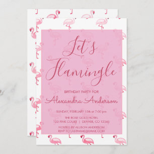 Invitation Laissez-nous Flamingle - anniversaire rose d'été