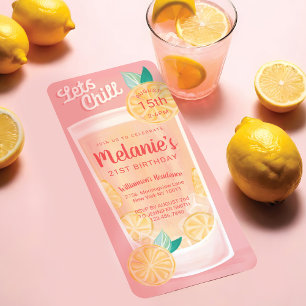 Invitation Laissons Chill Pink Lemonade Cocktail Verre Annive