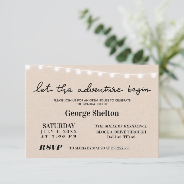 Invitation Laissons l'aventure commencer l'Open House Grad Pa (Debout devant)