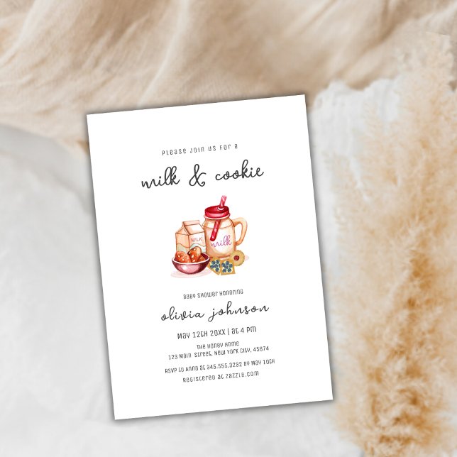 Invitation Lait et biscuit Baby shower neutre pour les femmes (Milk & Cookie Gender Neutral Baby Shower Invitation)