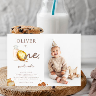 Invitation Lait et biscuits Première fête d'anniversaire Phot
