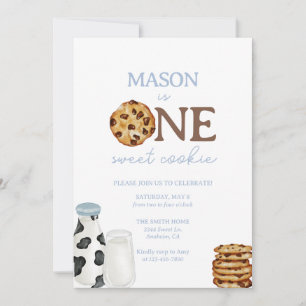 Invitation Lait et cookies Première fête d'anniversaire Invit