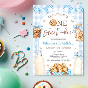 Invitation Lait et Cookies Un Gâteau Sucré 1er Anniversaire