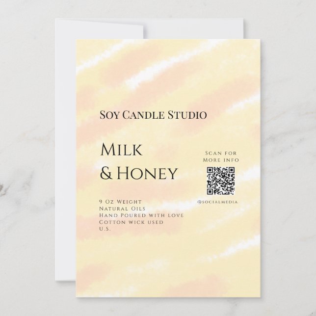Invitation Lait miel bougie soja entreprise ajouter q r code  (Devant)